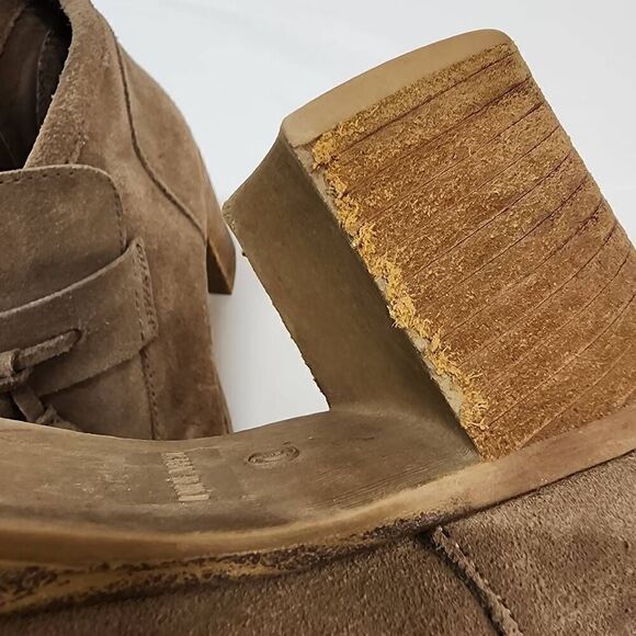 Nine West Size 7.5 Ellison Tassle Suede Leather Tan Ankle Booties Fall I - Picture 9 of 9